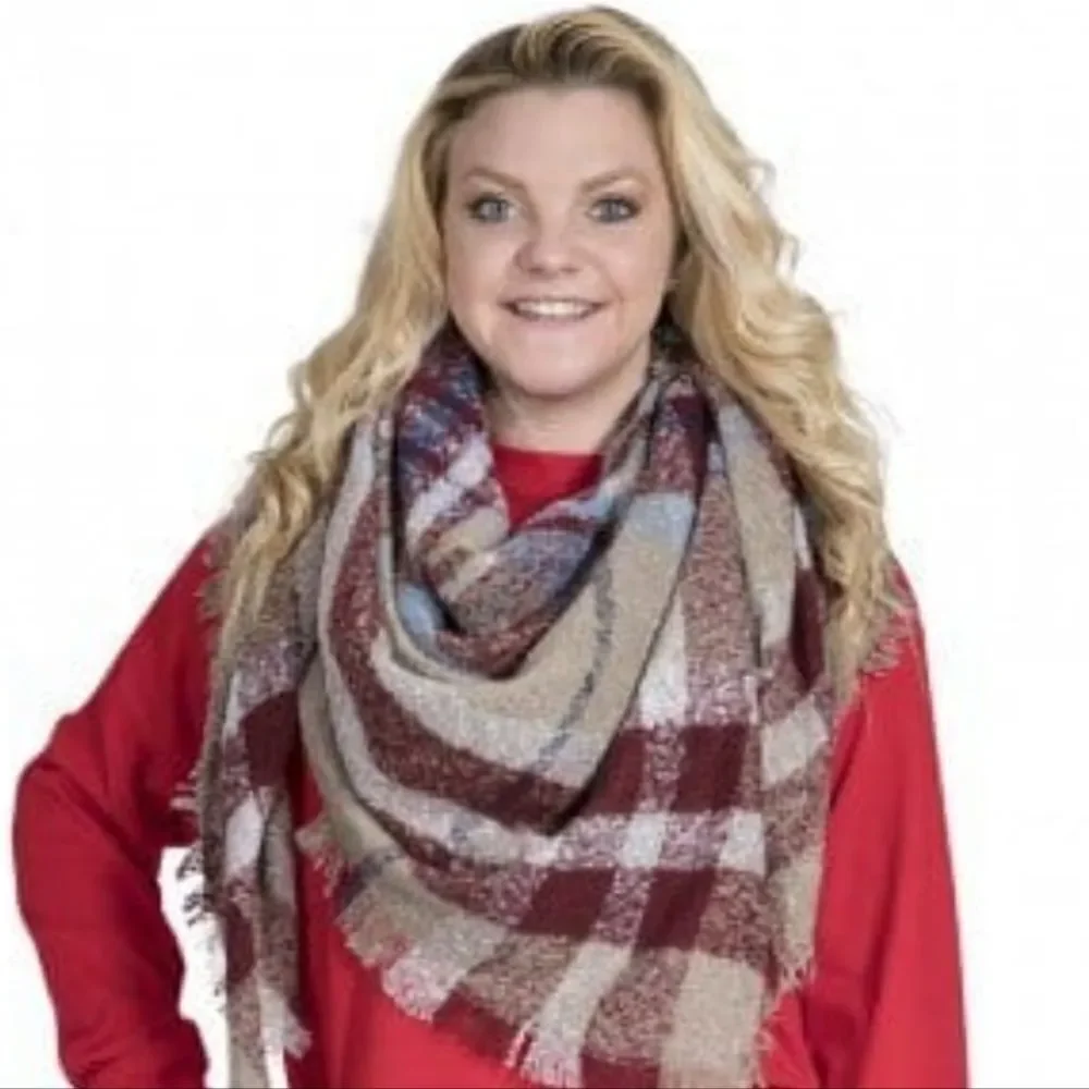 NWT SIMPLY SOUTHERN Reversible Plaid Oversized Blanket Scarf